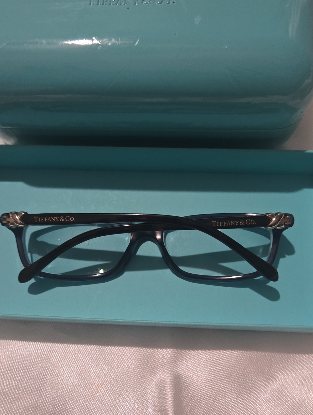 Tiffany & Co. Black Eyeglass Frames with Gold Logo Accents